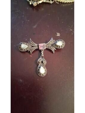 MARCASITE PIN BROOCH 925 STERLING SILVER